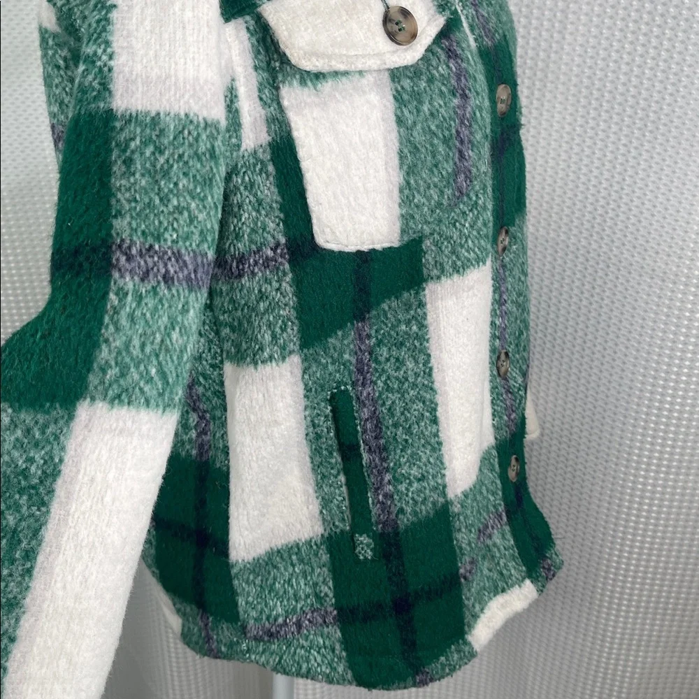 Avec Les Filles Shacket Jacket Checked Button Front Pockets Sz S